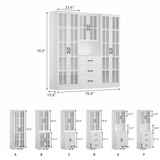 RichYa Curio Cabinets with Glass Doors,Tall Display Cabinet with Storage Shelf,5-Tier Modular Bookcases with Doors & Drawers for Living Room,Dining Room(AFA)