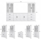 RichYa 118" W Entertainment Center with Bookshelves & Storage, Large Wall Unit TV Stand for TVs up to 65",Media Console with Doors for Living Room