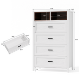 Richya 6 Drawer Dresser for Bedroom,Chest of Drawers with Open Storage Shelf,Modern Dresser for Closet,White + Walnut
