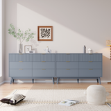 RichYa Dresser for Bedroom with 6 Drawers,Fluted Dresser with Metal Handle,Chest of Drawers & TV Stand,Closet Storage Organizer for Living Room, Kids Room（Gray）
