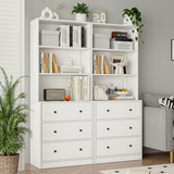 RichYa 71'' Tall Bookshelf with 3 Drawers,3 Tier Display Bookcase with Adjustable Shelves for Home Office,Living Room,White