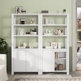 RichYa Bookcase with Doors & 3-Tier Open Shelves,Bottom Closed Storage Cabinet for Living Room,Home Office,White