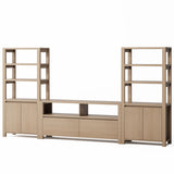 RichYa 3-Piece Entertainment Center with Bookshelves, TV Stand for TVs up to 60” with Bottom Storage Drawers for Living Room,White