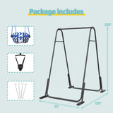 Slevoo 2-in-1 Baby Jumper and Toddler Swing Set with Portable Quick Foldable Stand, Easy Setup, Adjustable Strap, Soft Padded Seat, Black