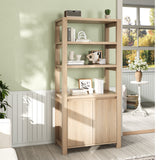 RichYa Bookcase with Doors & 3-Tier Open Shelves,Bottom Closed Storage Cabinet for Living Room,Home Office,White