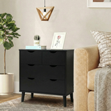 RichYa 4 Drawer Dresser for Bedroom Wood Storage Dresser Black Sofa Table Nightstand Chest of Drawer