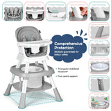 Cowiewie 16-in-1 Convertible High Chairs for Babies Toddlers, Toddler Dining Booster Seat, Grey