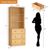 RichYa 71'' Tall Bookcase with 3 Drawers,3 Tier Display Bookshelves for Home Office,Living Room,White