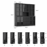 RichYa Curio Cabinets with Glass Doors,Tall Display Cabinet with Storage Shelf,5-Tier Modular Bookcases with Doors & Drawers for Living Room,Dining Room(BFB)