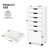 RichYa 5-Drawer Dresser with Caster Wheels, Chest of Drawers with Bottom Cabinet Storage,Storage Cabinet for Bedroom,Home Office (White)