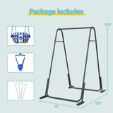 Slevoo 2-in-1 Baby Jumper and Toddler Swing Set with Portable Quick Foldable Stand, Easy Setup, Adjustable Strap, Soft Padded Seat, Blue