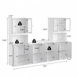 RichYa 4Pcs Kitchen Pantry Storage Cabinet Set,Modular Furniture Cabinets with Display Glass Doors,Hutch Buffet Cabinet with Drawers & Countertop for Dining Room