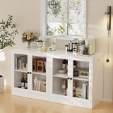 RichYa 4Pcs Kitchen Pantry Storage Cabinet Set,Modular Furniture Cabinets with Drawers,Sideboard Buffet Cabinet with Glass Doors for Dining Room,White