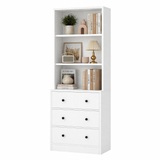RichYa 71'' Tall Bookcase with 3 Drawers,3 Tier Display Bookshelves for Home Office,Living Room,White