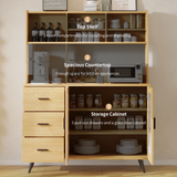RichYa 59.6"H Kitchen Pantry Cabinet with Countertop & Tapered Legs,Freestanding Hutch Storage Cabinet with Glass Door & Adjustable Shelves for Dining Room,Light Wood