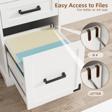RichYa 55" Farmhouse Executive Desk with Drawers, Home Office Desk with Charging Station for Work Study Writing, White