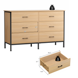 RichYa 47.3'' Drawer Dresser Chest of 6 Storage Drawers for Bedroom, Living Room, Hallway, Oak