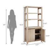 RichYa Bookcase with Doors & 3-Tier Open Shelves,Bottom Closed Storage Cabinet for Living Room,Home Office,White