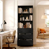 RichYa 71'' Tall Bookcase with 3 Drawers,3 Tier Display Bookshelves for Home Office,Living Room,White