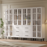 RichYa 4Pcs Pantry Storage Cabinet,Modular Furniture Cabinets with Shelves & Display Glass Doors for Kitchen,Dining Room