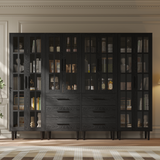 RichYa 4Pcs Pantry Storage Cabinet,Modular Furniture Cabinets with Shelves & Display Glass Doors for Kitchen,Dining Room
