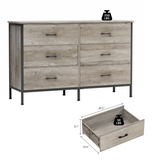 RichYa 47.3'' Drawer Dresser Chest of 6 Storage Drawers for Bedroom, Living Room, Hallway, Gray