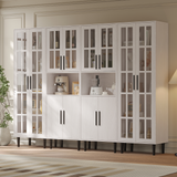 RichYa 4Pcs Pantry Storage Cabinet,Modular Furniture Cabinets with Shelves & Display Glass Doors for Kitchen,Dining Room