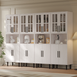 RichYa 4Pcs Pantry Storage Cabinet,Modular Furniture Cabinets with Shelves & Display Glass Doors for Kitchen,Dining Room