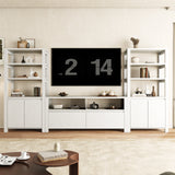 RichYa 3-Piece Entertainment Center with Bookshelves, TV Stand for TVs up to 60” with Bottom Storage Drawers for Living Room,White