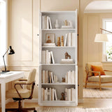 RichYa 71'' Tall Bookcase with Glass Door,3 Tier Display Bookshelves with Adjustable Shelves for Home Office,Living Room,White