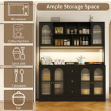 RichYa 64.4''H Kitchen Pantry Cabinet with RGB LED Light,3 Drawers Hutch Buffet Storage Cabinet with Glass Doors & Adjustable Shelves for Dining Room