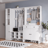 RichYa Entryway Shoe Storage Cabinet with Coat Rack, Shoe Rack Organizer with 2 Drawers & 2 Doors for Living Room,White(B)