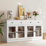 RichYa 4-Piece TV Stand for TVs up to 75”,Entertainment Center with Bookshelves for TVs,TV Stand Cabinets with 2 Drawers for Living Room,White
