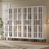 RichYa 4Pcs Pantry Storage Cabinet,Modular Furniture Cabinets with Shelves & Display Glass Doors for Kitchen,Dining Room