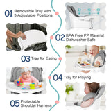 Cowiewie 16-in-1 Convertible High Chairs for Babies Toddlers, Toddler Dining Booster Seat, Grey