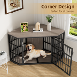 Richya 52 Inch Dog Crate Furniture Corner, Wooden Dog Kennel Furniture, End Table Dog Crate for Large Dogs