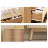 RichYa Fluted 6-Drawer Dresser for Bedroom, Chest of Drawers with Storage,Wooden TV Stand for Living Room, Natural Oak