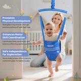 Slevoo Baby Jumper, Baby Doorway Jumper Bouncer for Babies 6-12 Months, with Easy to Use Clamp and Adjustable Strap, Blue