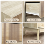 RichYa Fluted Wood Dresser for Bedroom,3-Drawer Dresser with Handle Free & Tapered Legs Design,Modern Nightstand for Living Room Hallway,Natural Oak