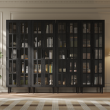 RichYa 4Pcs Pantry Storage Cabinet,Modular Furniture Cabinets with Shelves & Display Glass Doors for Kitchen,Dining Room