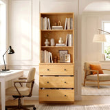 RichYa 71'' Tall Bookcase with 3 Drawers,3 Tier Display Bookshelves for Home Office,Living Room,White