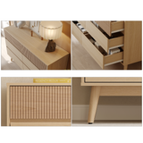 RichYa Fluted 8-Drawer Dresser for Bedroom, Chest of Drawers with Handle Free Design for Living Room,Natural Oak