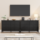 RichYa 6 Drawer Dresser for Bedroom,Chest of Drawers with Metal Knobs,Dresser for Closet,Black