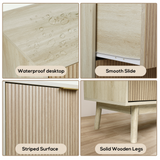 RichYa Fluted Wood Dresser for Bedroom,4-Drawer Dresser with Gold Handle & Tapered Legs Design,Modern TV Stands for Living Room Hallway,Natural Oak