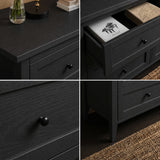 RichYa 6 Drawer Dresser for Bedroom,Chest of Drawers with Metal Knobs,Dresser for Closet,Black