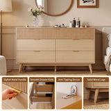 RichYa Fluted 7 Drawer Dresser for Bedroom,Chest of Drawers with Metal Handle,Wooden TV Stand for Living Room,Natural Oak