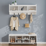 RichYa 71"H Mudroom Storage with Bench,Entryway Hall Tree with Shoe Storage & Coat Rack,Mudroom Furniture for Hallway,White