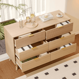 RichYa Fluted 6-Drawer Dresser for Bedroom, Chest of Drawers with Metal Handle,Wooden TV Stand for Living Room, Nursery