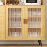 RichYa 59.6"H Kitchen Pantry Cabinet with Countertop & Tapered Legs,Freestanding Hutch Storage Cabinet with Glass Door & Adjustable Shelves for Dining Room,Light Wood