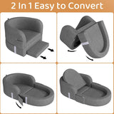 Cowiewie Toddler Travel Bed 2-in-1 Kids Sofa Chair with Removable Cover, Portable Foldable Toddler Bed for Travel with Carrying Bag